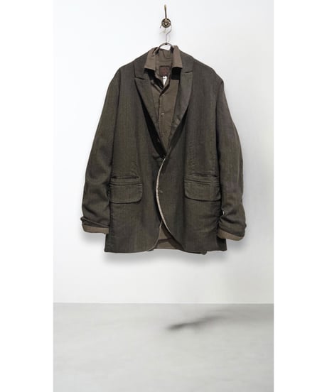 【残り僅か】Men'sオープンカラーコットンシャツ/HannohWessel/ダークブラウン