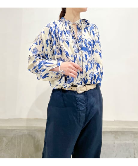 Hannoh wessel/コットン＆リネンパンツ/ネイビー