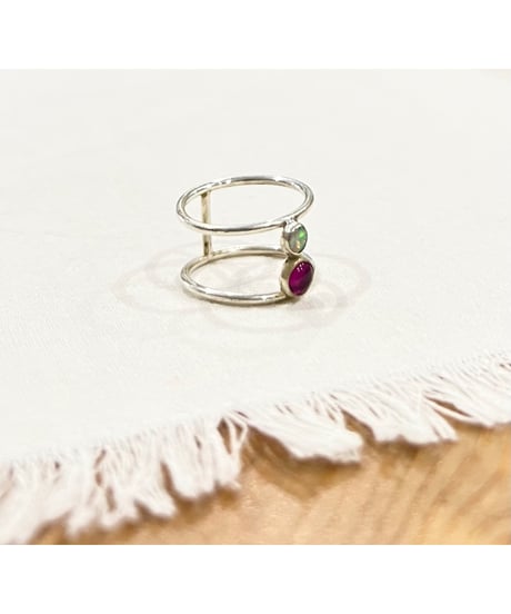 【残り僅か】nina des criquets/Ruby and Opal Double ring/4sr-03