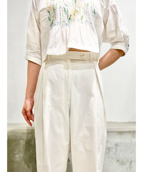 Maria overlap pants/Iris Paint/Ecru