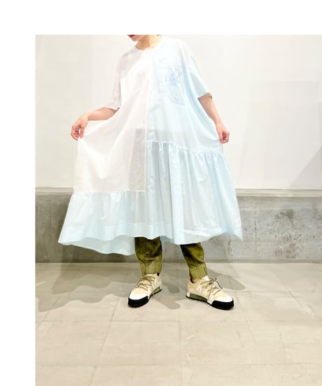 D-due/バイカラーワンピース/ブルー&ホワイト