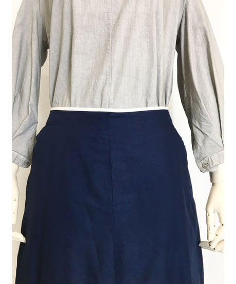 Lady'sコットンスカート（ネイビー)/HannohWessel 36