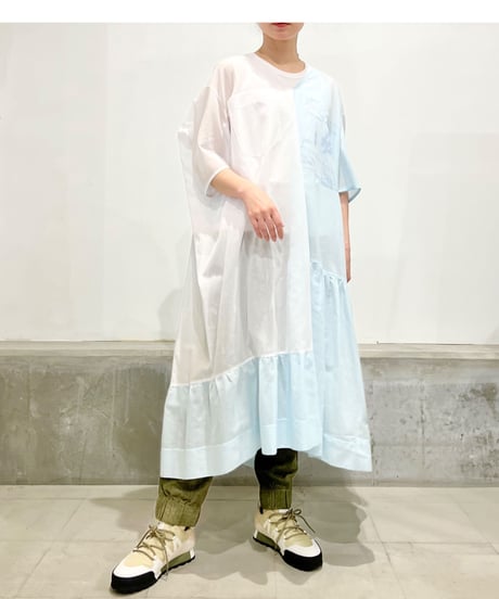 D-due/バイカラーワンピース/ブルー&ホワイト