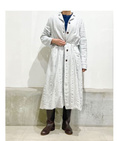 HannohWessel /Lady'sブルーグレーチェックコート