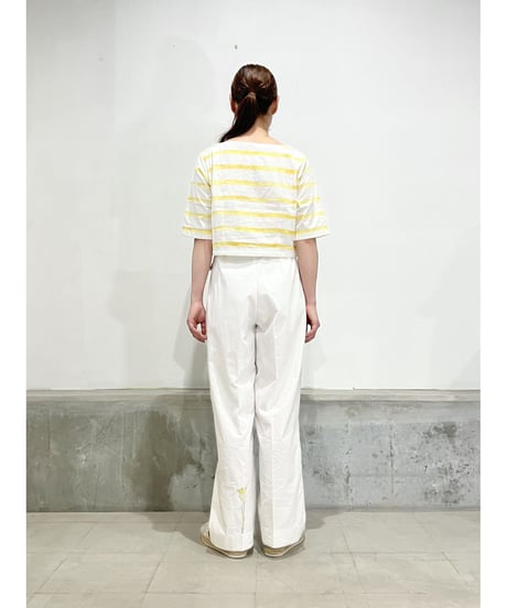 Maretha  Boat Neck top/Yellow stripes