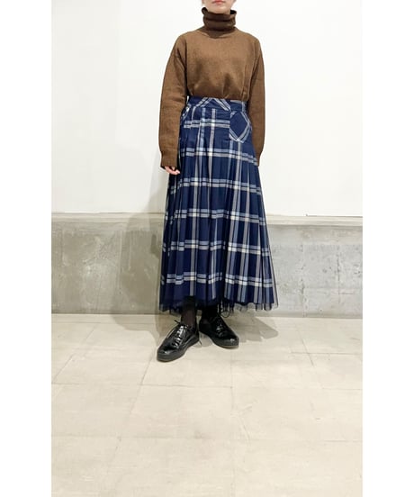 【残り僅か】TEIJA/スカート/ﾈｲﾋﾞｰﾁｪｯｸ&ﾁｭｰﾙ