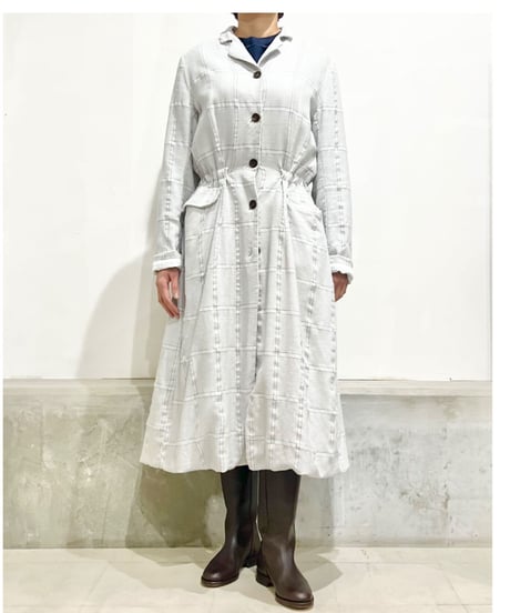 HannohWessel /Lady'sブルーグレーチェックコート