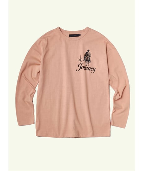 【残り僅か】Tee Library/ルーズロングTシャツ/ベージュピンク