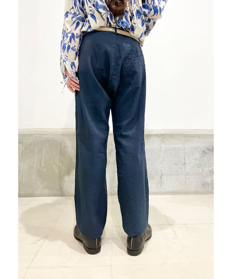Hannoh wessel/コットン＆リネンパンツ/ネイビー