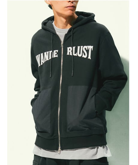 Tee Library/フードジップスエットジャケット/ブラック