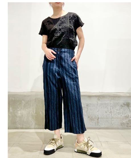 Hannoh wessel/ コットンメタルパンツ/ネイビー&ネイビー