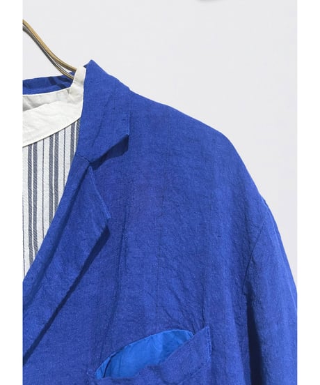 Men'sリネンジャケット/HannohWessel/ブルーネイビーストライプ