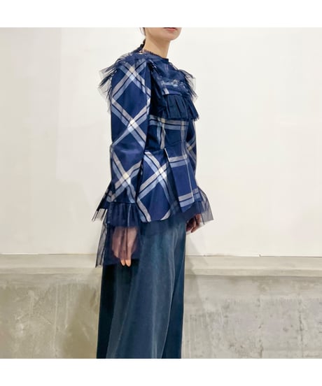 【残り僅か】TEIJA/トップス/ﾈｲﾋﾞｰﾁｪｯｸ&ﾁｭｰﾙ