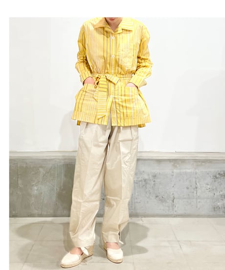 NY Mane/コットンロングシャツ/Yellow stripes