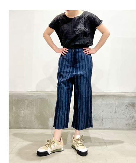 Hannoh wessel/ コットンメタルパンツ/ネイビー&ネイビー