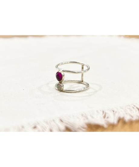 【残り僅か】nina des criquets/Ruby and Opal Double ring/4sr-03