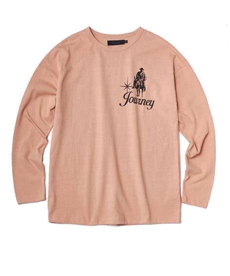 【残り僅か】Tee Library/ルーズロングTシャツ/ベージュピンク