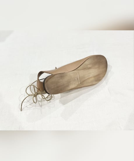 BIANCA/レースアップレザーサンダル/Beige