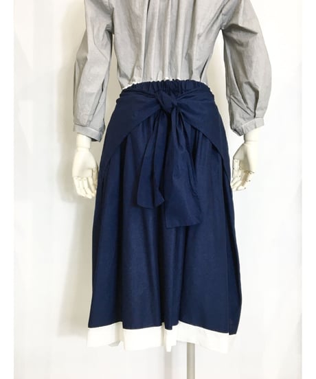 Lady'sコットンスカート（ネイビー)/HannohWessel 36