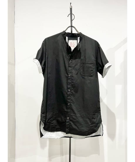 Men'sコットンシャツ(ブラック)/HannohWessel/Mサイズ