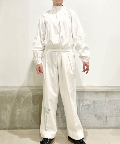 Maria overlap pants/Iris Paint/Ecru