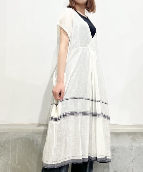 injiriｺｯﾄﾝｼﾙｸ半袖ﾄﾞﾚｽ/ｻｲｽﾞ40(Lｻｲｽﾞ)