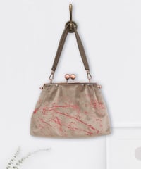 ハンドペイントベロアバッグ/Sサイズ/グレージュ