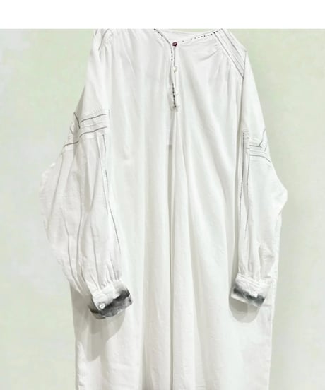 【残り僅か】ETTA Original/ハンドペイント/カディコットン100%ロングシャツ/ホワイト