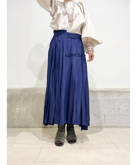 【残り僅か】 TEIJA/スカート/ｽﾑｰｽｸﾚｰﾌﾟSILK100％・ﾈｲﾋﾞｰ