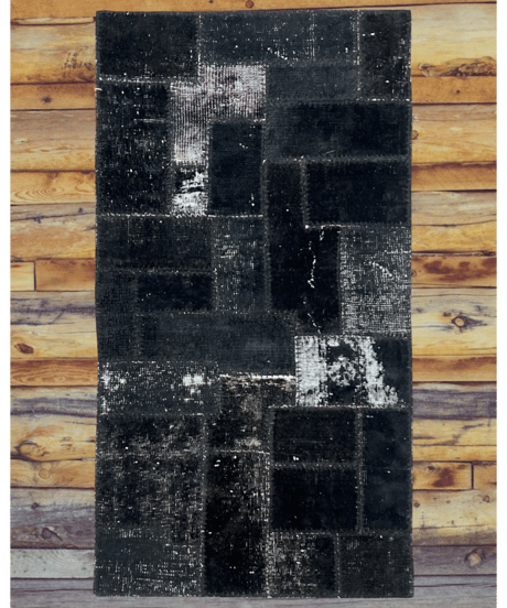 Turkish carpet Small /Black patchwork/vintage and antique