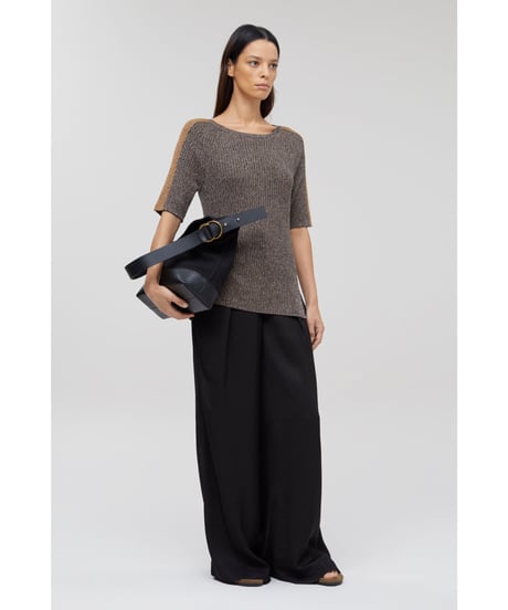 CLOSED/リネンニットTOPS/Black&Brown