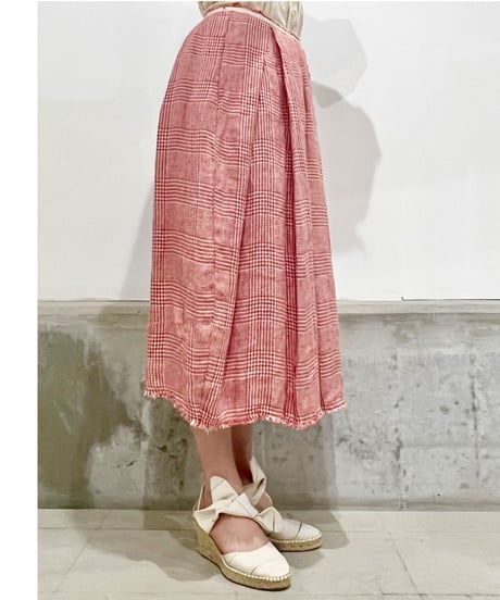 Lady'sリネンスカート(レッドチェック)/HannohWessel/36