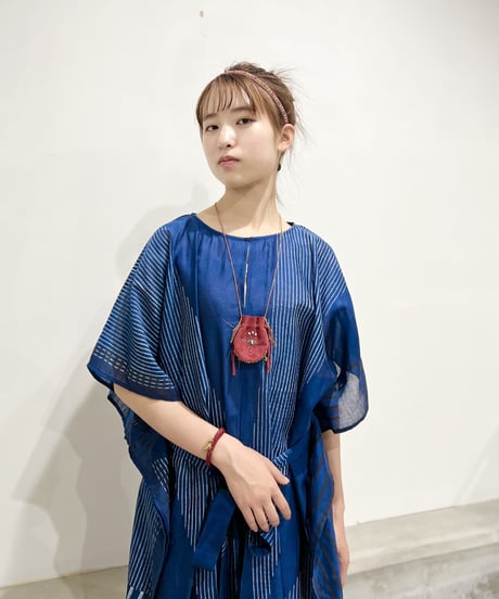Chakra drawstring bag bネックレス（ボルドー紐）