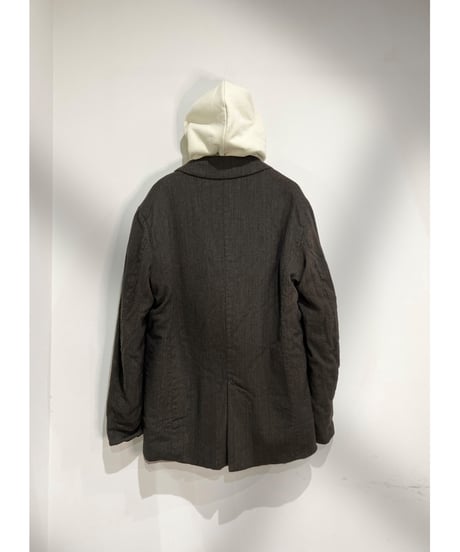 Men'sウールリネンジャケット/HannohWessel/Brown stripes