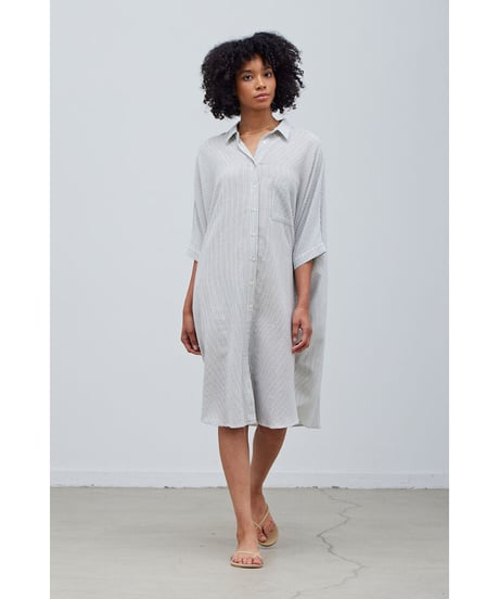 Boxy Stripe/Shirt Dress/Ocean