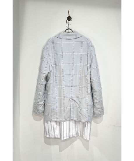 Men'sウールリネンジャケット/HannohWessel/Blue gray check