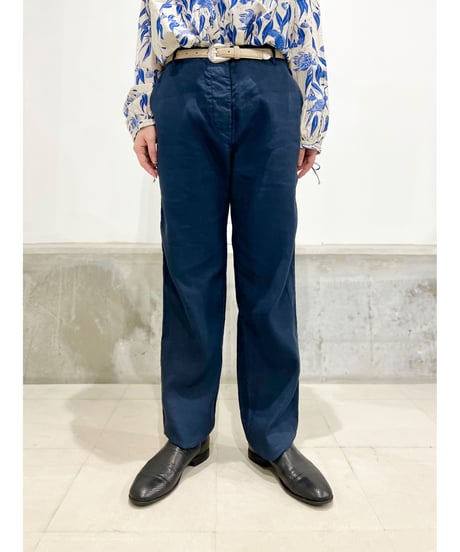 Hannoh wessel/コットン＆リネンパンツ/ネイビー