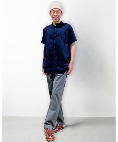 Men'sコットンシャツ(ネイビー)/HannohWessel/Mサイズ