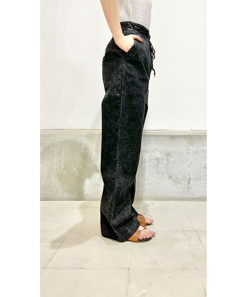 【新品】efu ハイウエストブラックデニム M バックストラップデニム/ハイウエスト/BLACK | ETTA