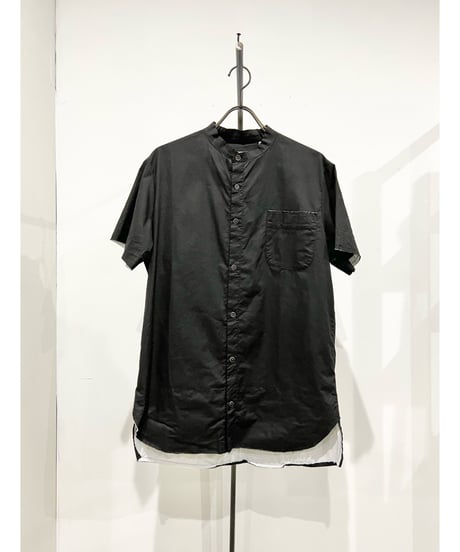 Men'sコットンシャツ(ブラック)/HannohWessel/Mサイズ