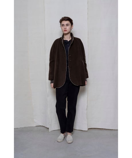 【残り僅か】Hannoh wessel/ウール&カシミヤミディアムコート/Dark brown