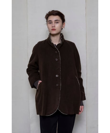 【残り僅か】Hannoh wessel/ウール&カシミヤミディアムコート/Dark brown