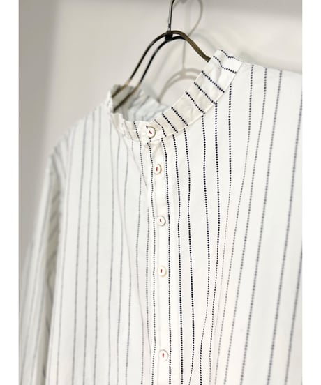 Men'sピンストライプシャツ/HannohWessel/ネイビー