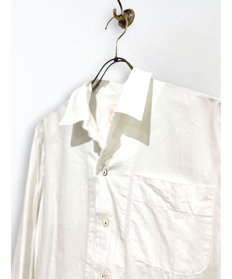 Men'sオープンカラーコットンシャツ/HannohWessel/ホワイト