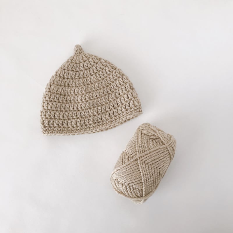編み物キット「キホンのどんぐり帽子 / ミルクティー」BO-04 | 手編み  