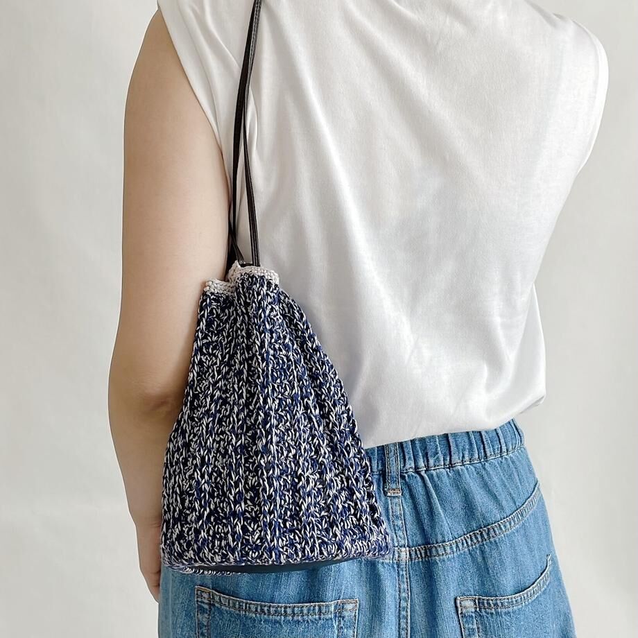 プリント版パターン「MIXヤーンで編む巾着バッグ」BO-15 | 手編みのお