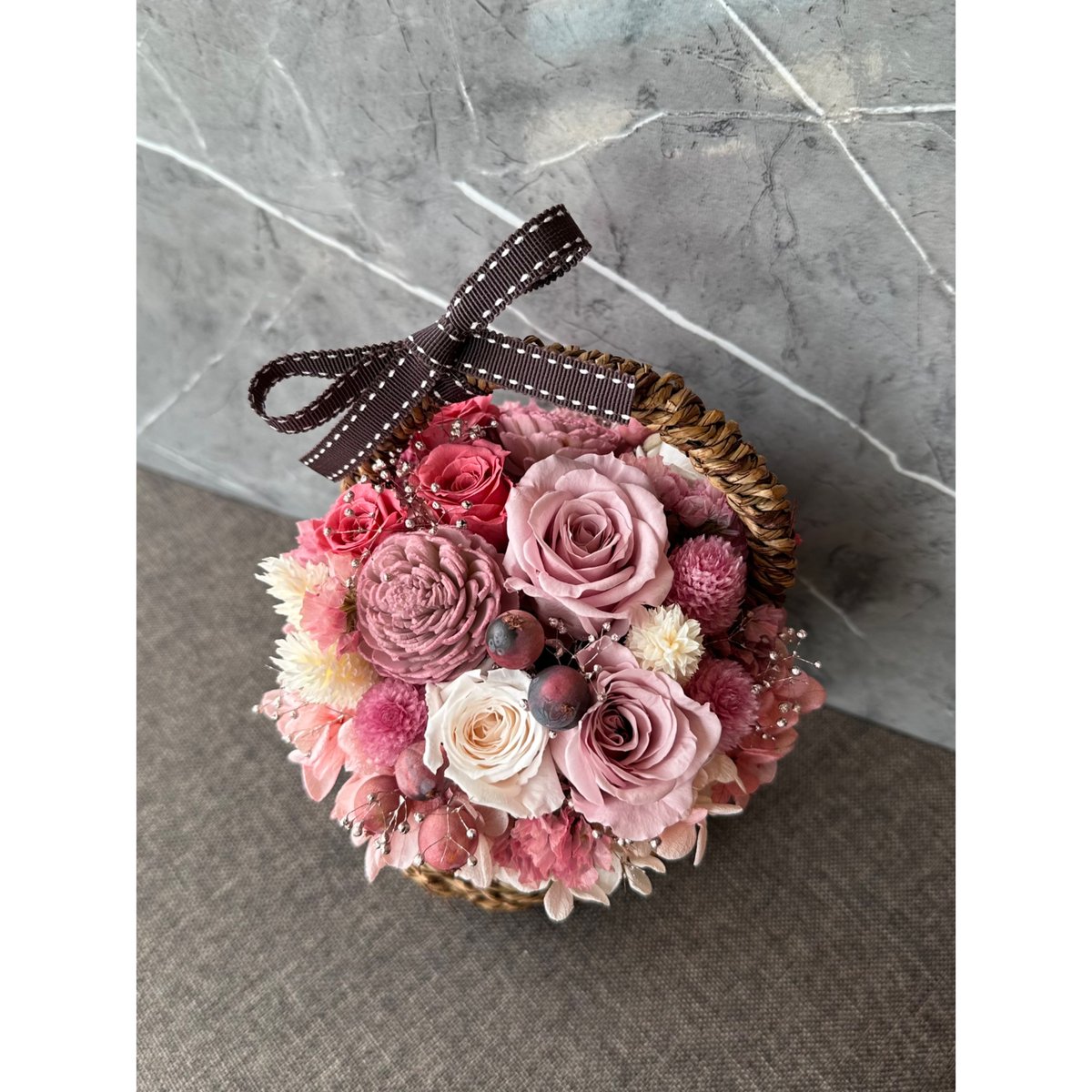 プリザーブドフラワーアレンジメントギフトPINK#5 | Natural Wedding Bo