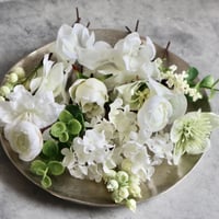 フラワーヘアアクセサリー/ホワイト・グリーン・アジサイ・薔薇　#20