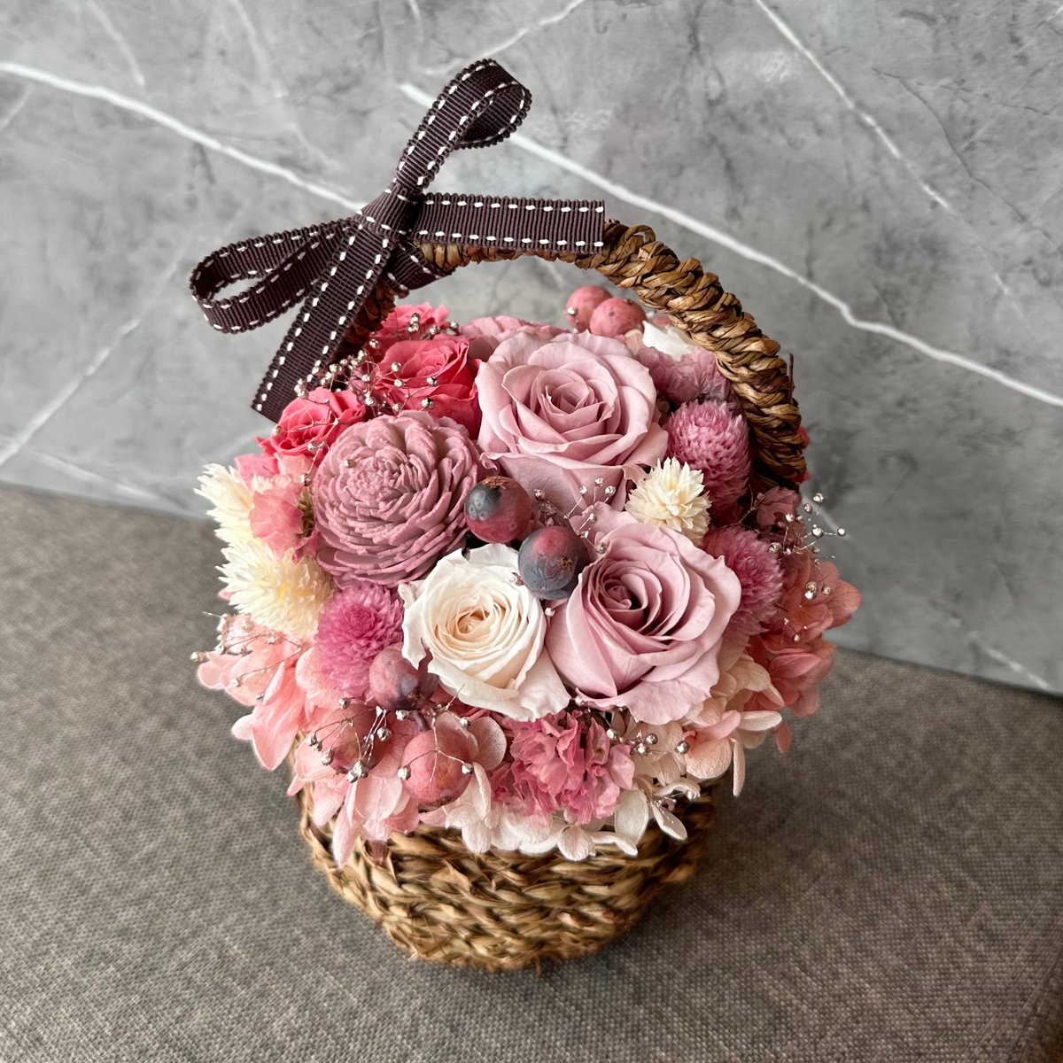 プリザーブドフラワーアレンジメント♡ プリザーブドフラワーアレンジメントギフトPINK#5 | Natural