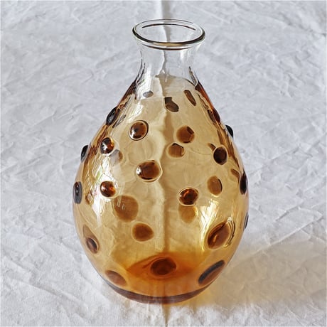 村松 学　壺型花瓶 点打ち 茶